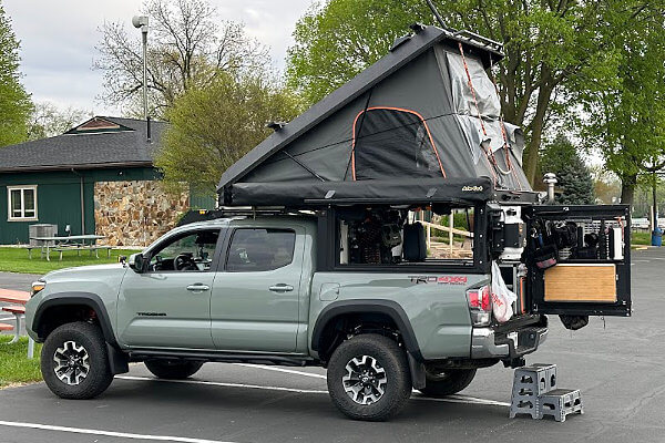 Customized Toyota TRD 4x4 with camping tent and gear